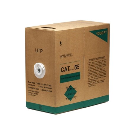 Monoprice Cat5E Utp Stranded, cm, 1000 ft., White 892